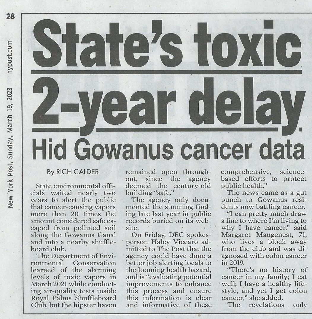 New York Post article on toxic vapors at 514 Union Street, Brooklyn